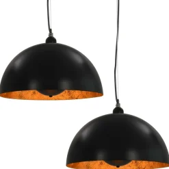 vidaXL Iluminación-Lámparas de techo 2 uds semiesféricas negro y dorado 40 cm E27