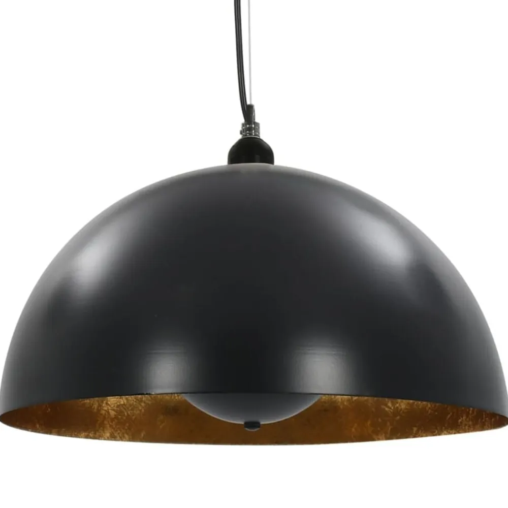 vidaXL Iluminación-Lámparas de techo 2 uds semiesféricas negro y dorado 40 cm E27