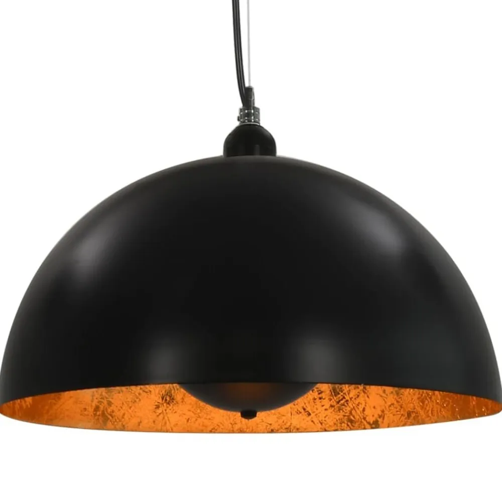 vidaXL Iluminación-Lámparas de techo 2 uds semiesféricas negro y dorado 40 cm E27