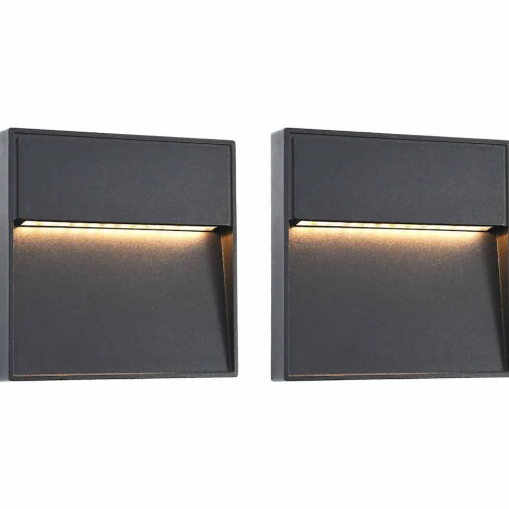 vidaXL Lámparas LED de pared para jardín 2 unidades cuadrada negra 3 W Outlet