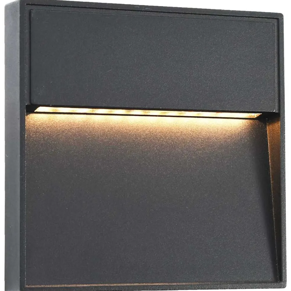 vidaXL Lámparas LED de pared para jardín 2 unidades cuadrada negra 3 W Outlet