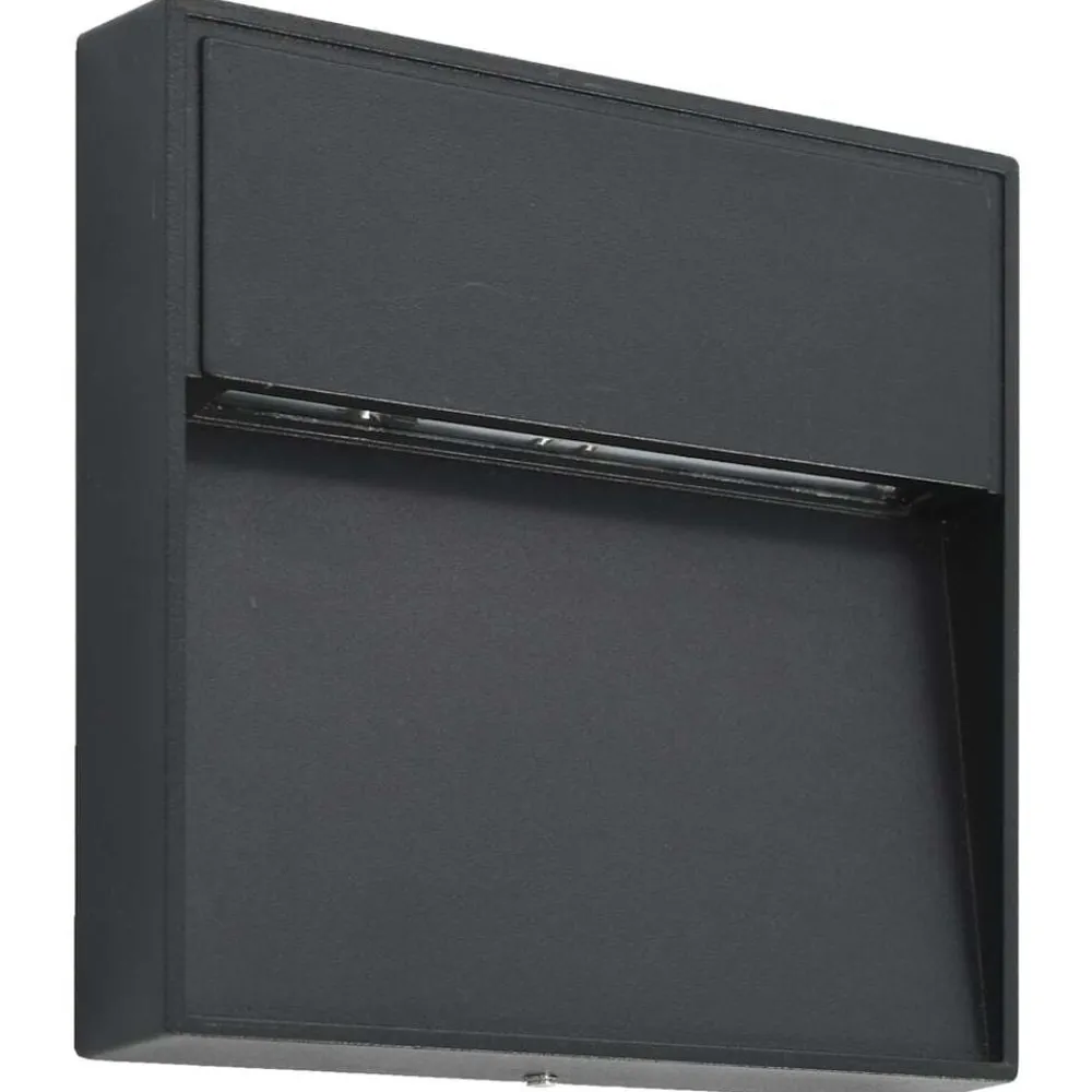 vidaXL Lámparas LED de pared para jardín 2 unidades cuadrada negra 3 W Outlet