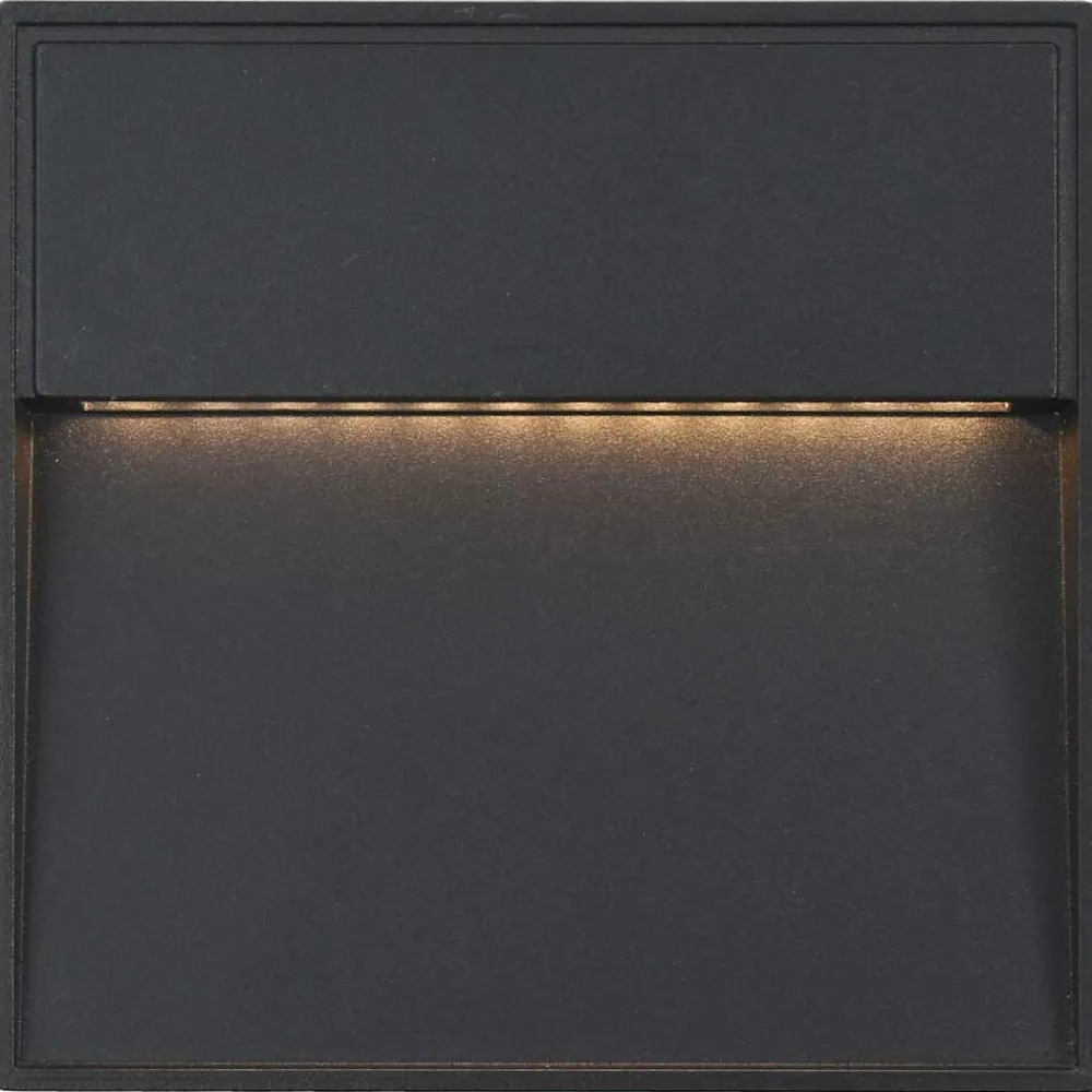 vidaXL Lámparas LED de pared para jardín 2 unidades cuadrada negra 3 W Outlet