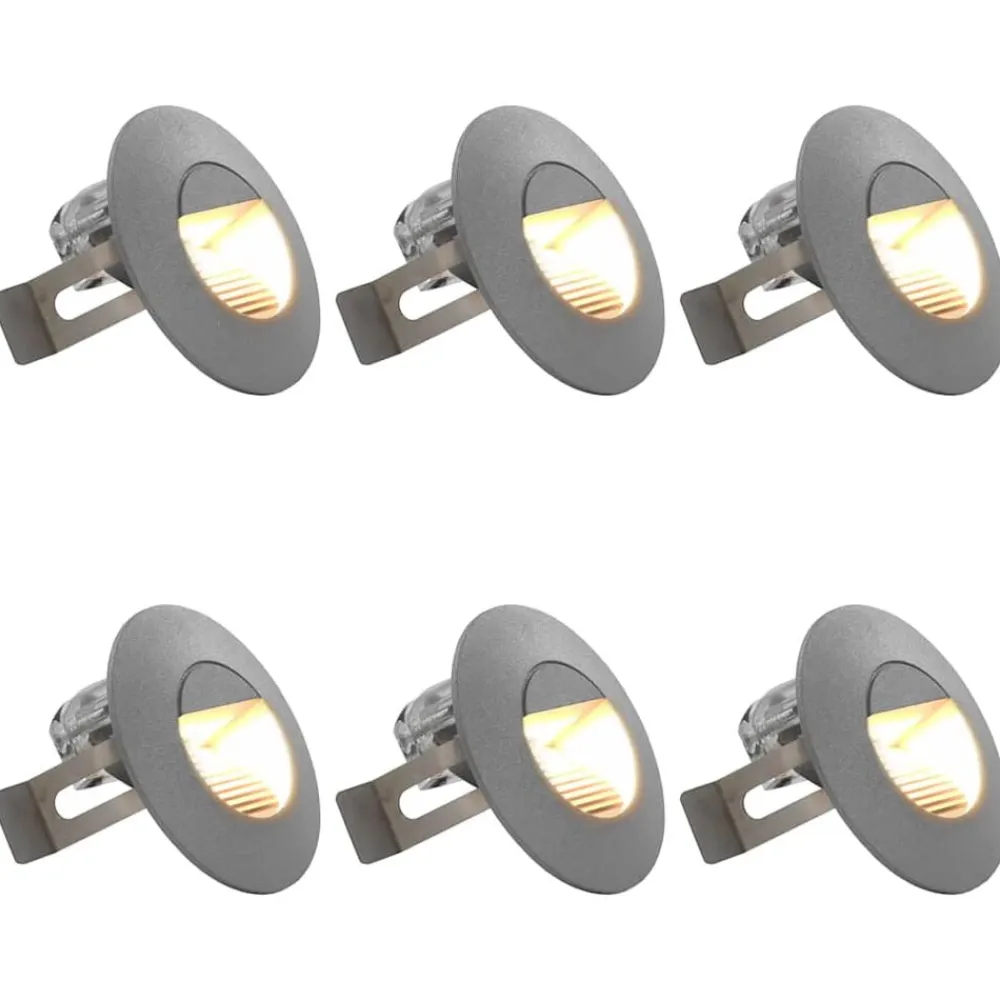 vidaXL Iluminación-Lámparas LED de pared para jardín 6 uds. redonda plateada 2 W