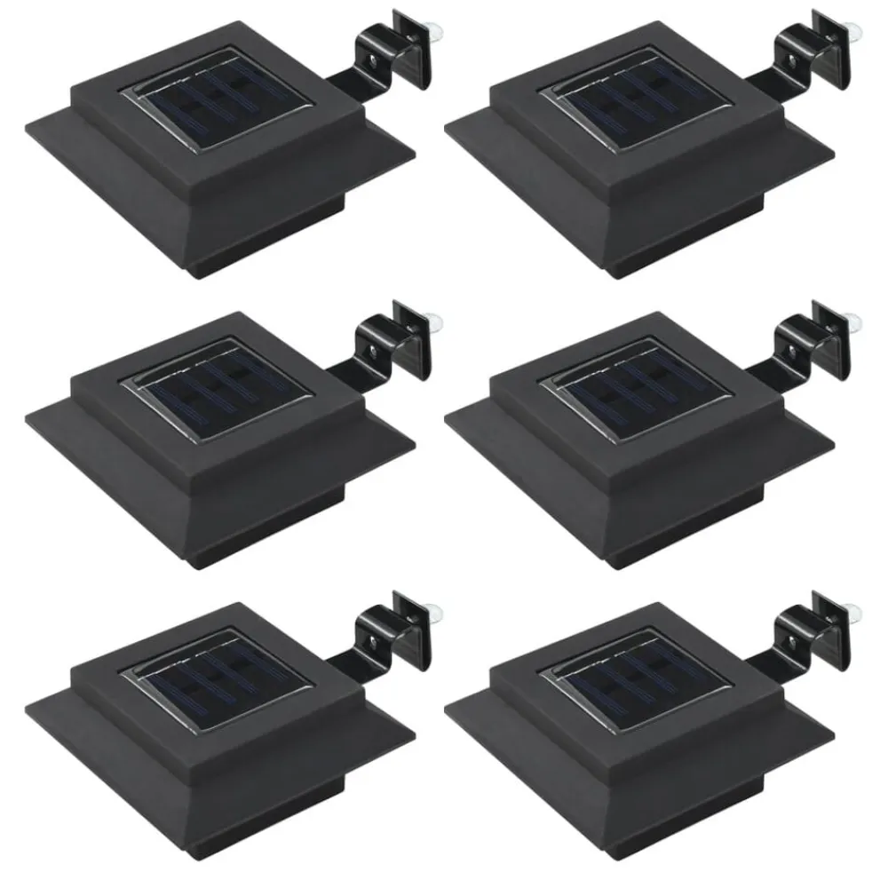 vidaXL Lámparas solares de exterior LED cuadradas 6 uds 12 cm Negro Discount