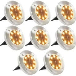 vidaXL Lámparas solares de suelo 8 unidades luces LED blanco cálido Blanco cálido Best