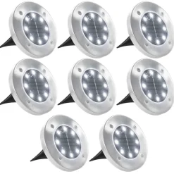 vidaXL Iluminación-Lámparas solares de suelo 8 unidades luces LED