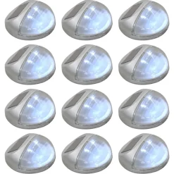 vidaXL Iluminación-Lámparas solares LED de pared exterior 12 uds redondas plateada