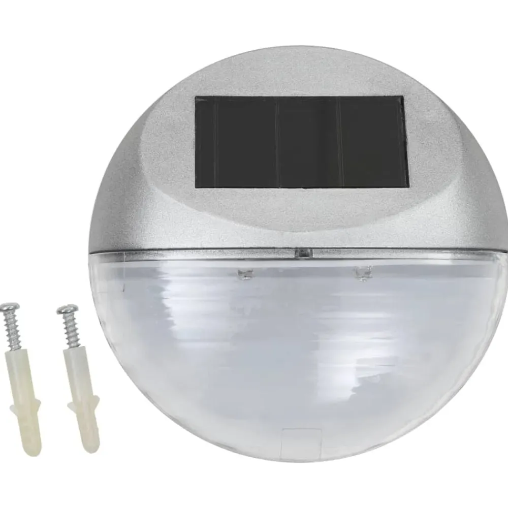 vidaXL Iluminación-Lámparas solares LED de pared exterior 12 uds redondas plateada