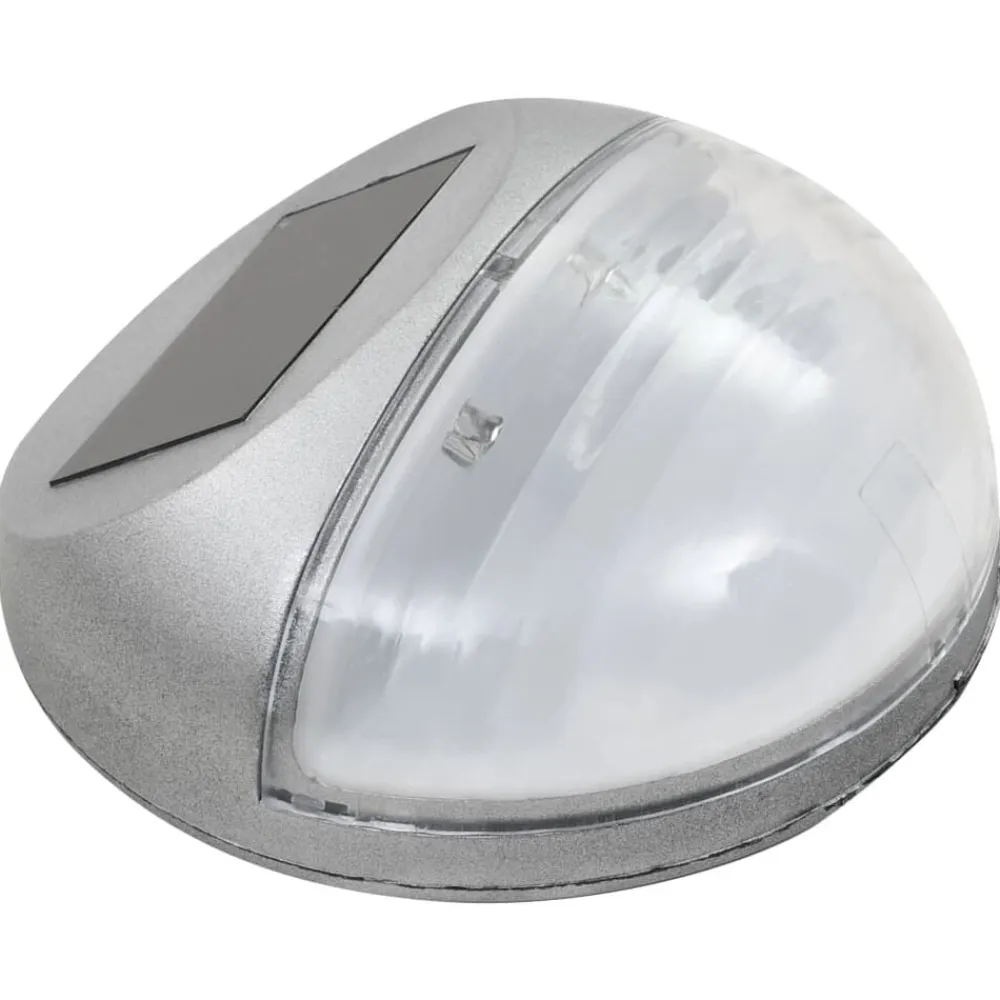 vidaXL Iluminación-Lámparas solares LED de pared exterior 12 uds redondas plateada