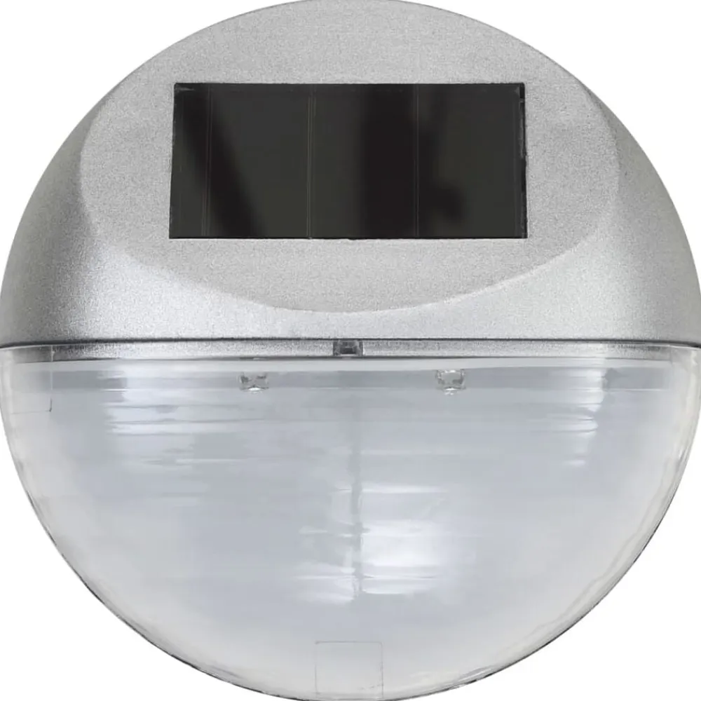 vidaXL Iluminación-Lámparas solares LED de pared exterior 12 uds redondas plateada
