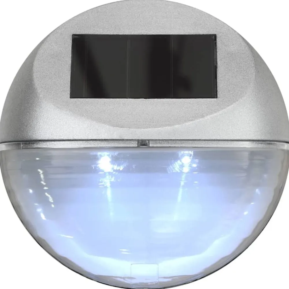 vidaXL Iluminación-Lámparas solares LED de pared exterior 12 uds redondas plateada