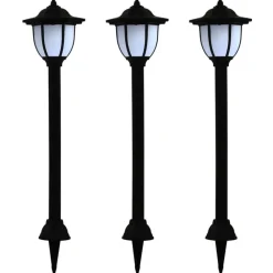 vidaXL Iluminación-Lámparas solares LED exterior 3 uds negro
