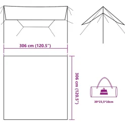 vidaXL Lona de camping impermeable marrón 306x306 cm Marrón Online