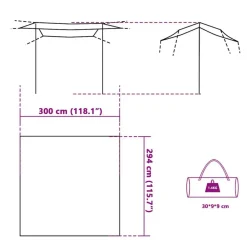 vidaXL Lona de camping impermeable y naranja 300x294 cm Gris Clearance