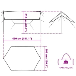 vidaXL Lona de camping impermeable 460x305x210 cm Azul New