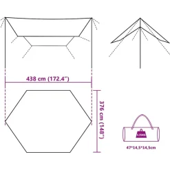 vidaXL Actividades Al Aire Libre-Lona de camping impermeable 438x376x212 cm