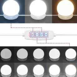 vidaXL Iluminación-Luces Espejo con tiras LED 4,5 x 4,5 x 4,7 cm Plástico