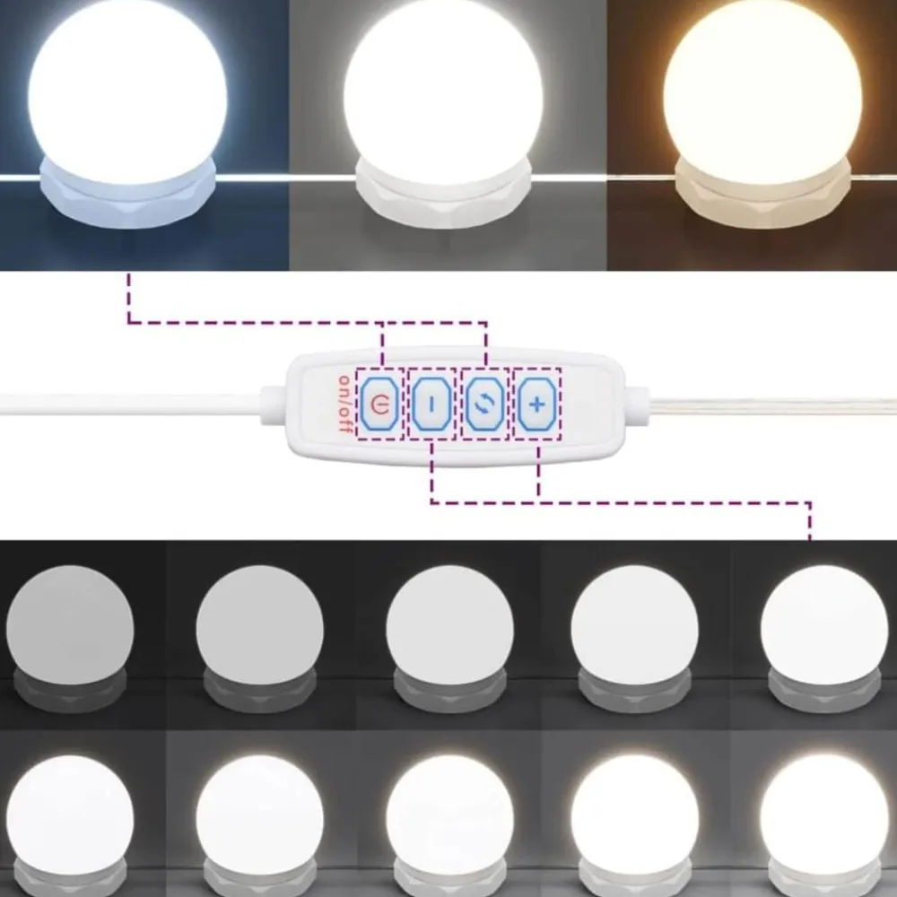 vidaXL Iluminación-Luces Espejo con tiras LED 4,5 x 4,5 x 4,7 cm Plástico