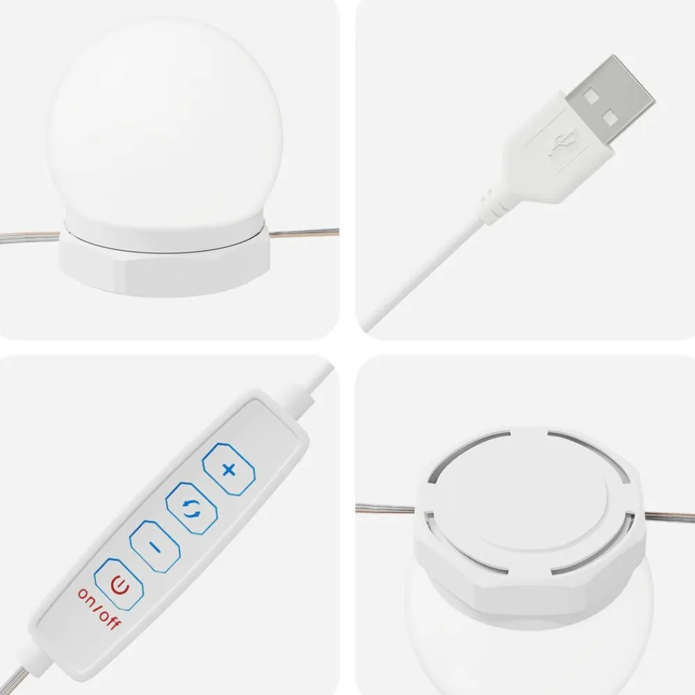 vidaXL Iluminación-Luces Espejo con tiras LED 4,5 x 4,5 x 4,7 cm Plástico