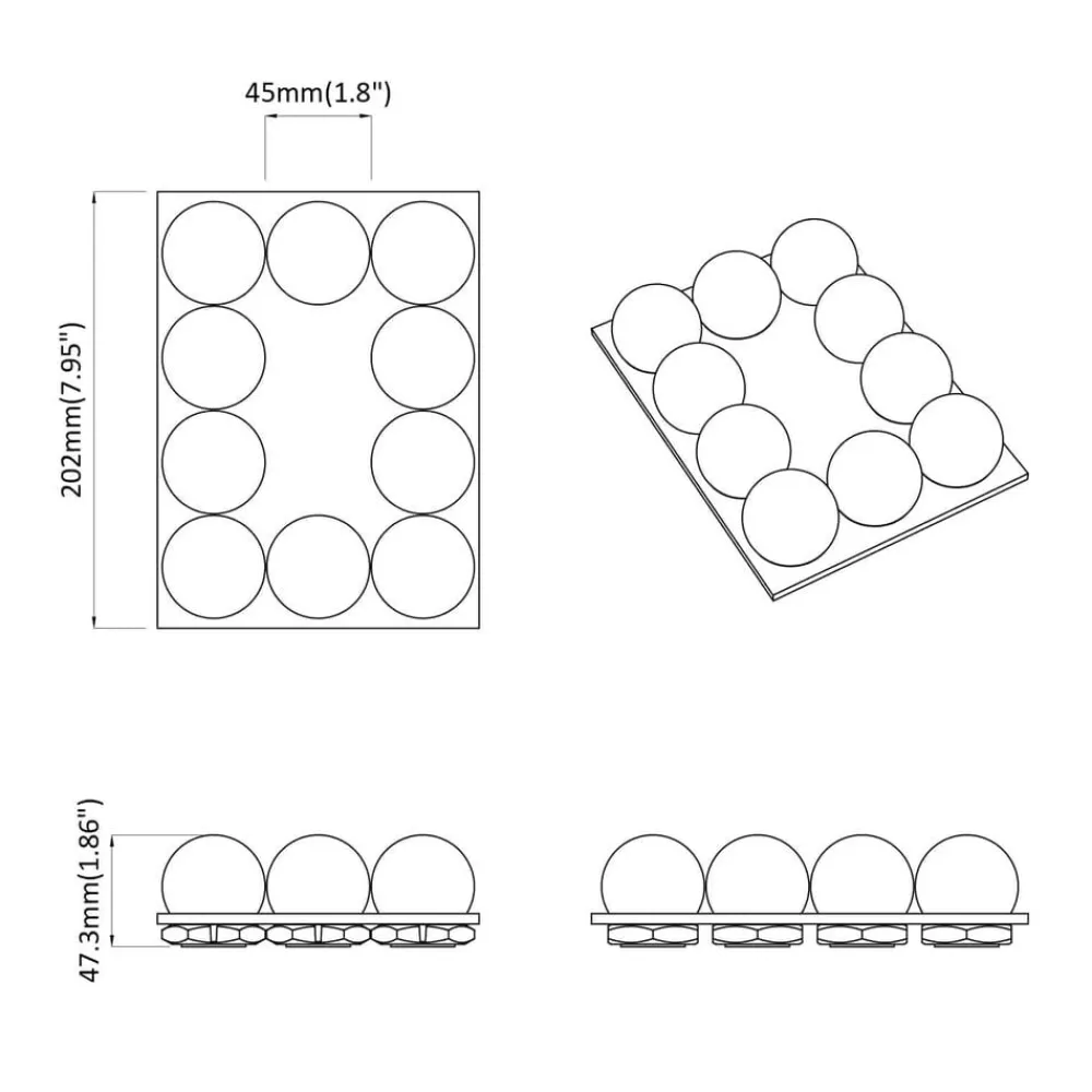 vidaXL Iluminación-Luces Espejo con tiras LED 4,5 x 4,5 x 4,7 cm Plástico