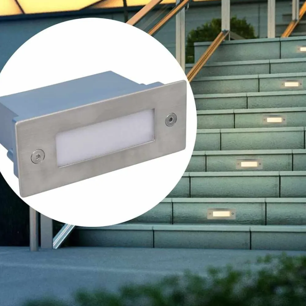 vidaXL Iluminación-Luces LED empotrables para escaleras 12 uds 44x111x56 mm