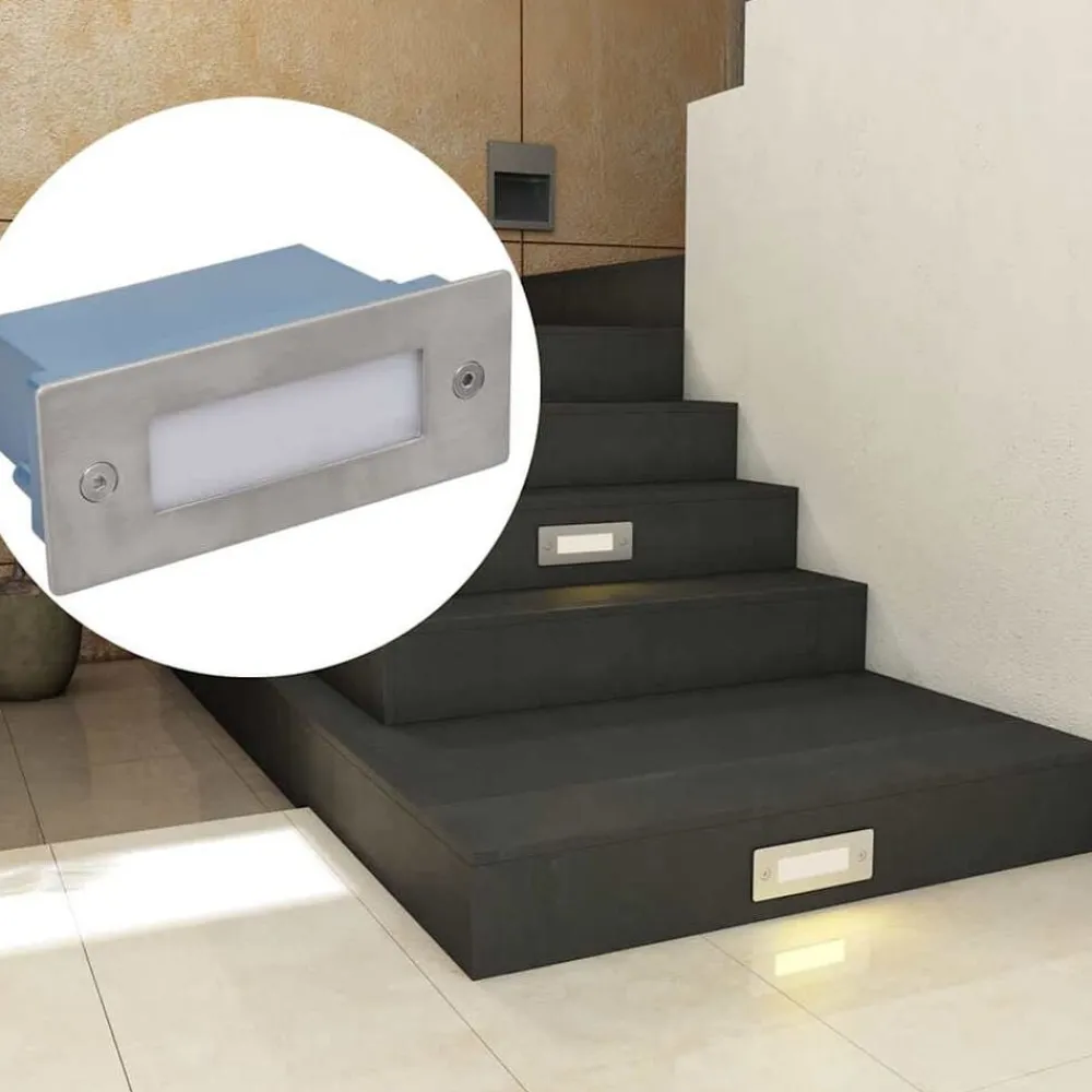 vidaXL Iluminación-Luces LED empotrables para escaleras 12 uds 44x111x56 mm