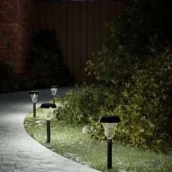 vidaXL Iluminación-Luces solares de camino con picos de tierra 12 uds luz blanca
