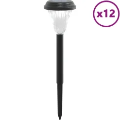 vidaXL Luces solares de camino con picos de tierra 12 uds luz blanca Blanco Outlet