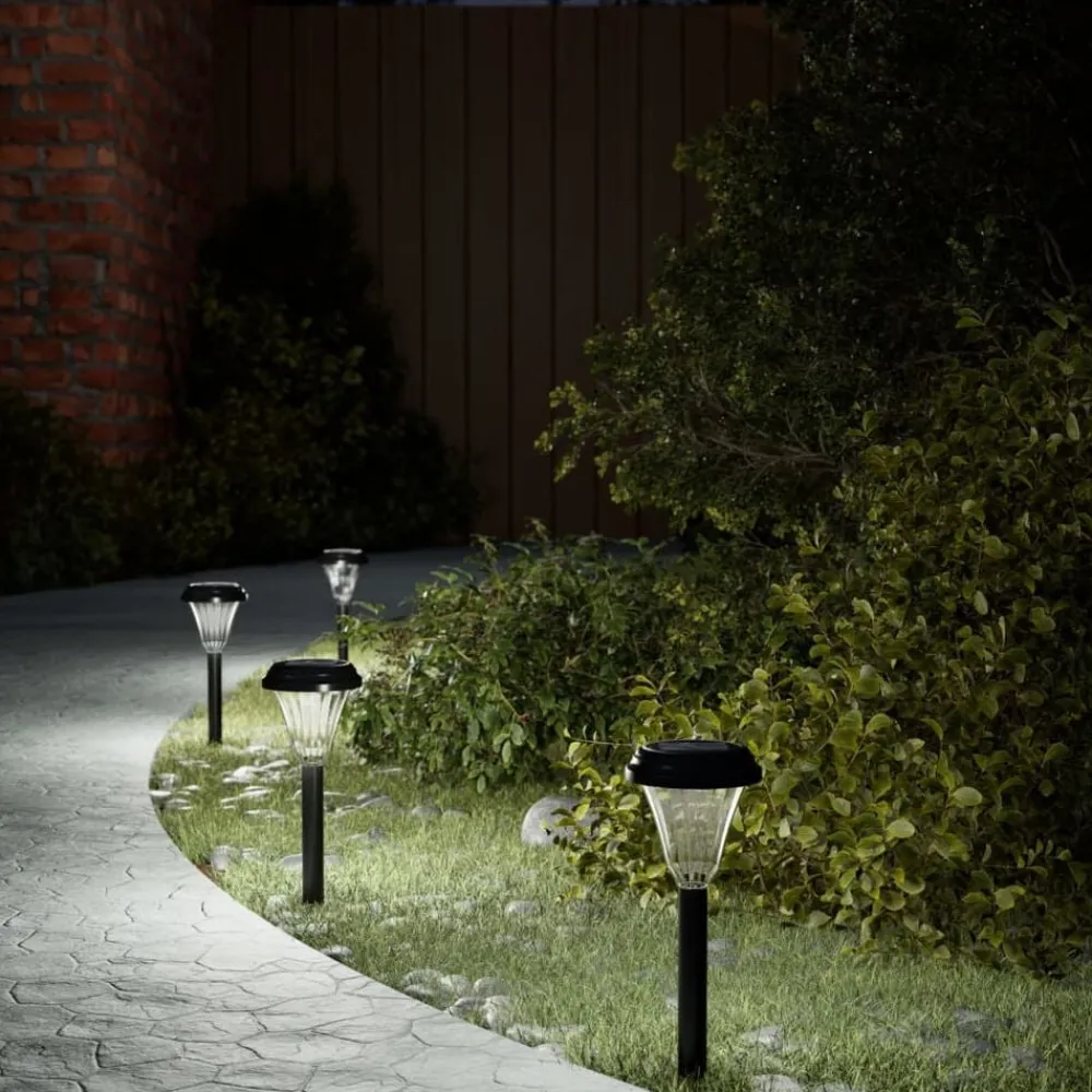 vidaXL Luces solares de camino con picos de tierra 12 uds luz blanca Blanco Outlet