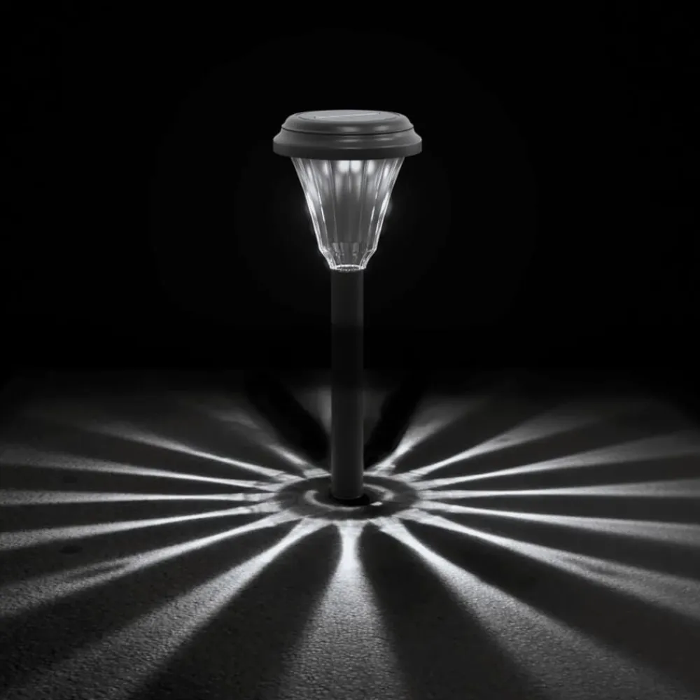 vidaXL Luces solares de camino con picos de tierra 12 uds luz blanca Blanco Outlet