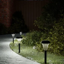 vidaXL Iluminación-Luces solares de camino con picos de tierra 12 uds luz blanca