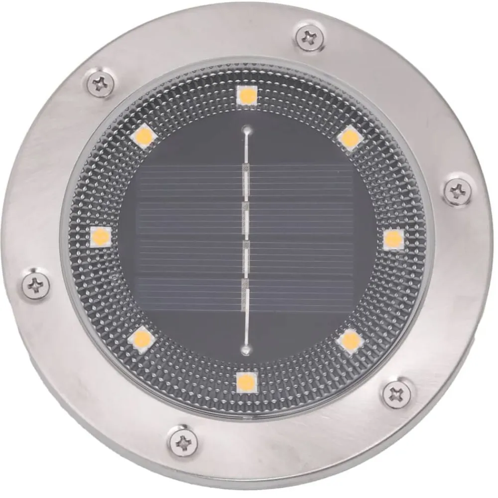 vidaXL Luces solares suelo jardín con picos tierra blanco cálido 4 uds New