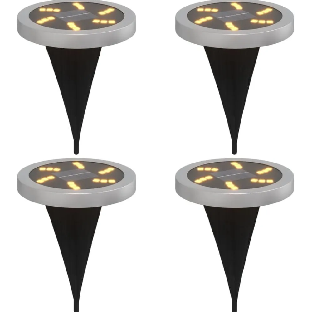vidaXL Luces solares suelo jardín con picos tierra blanco cálido 4 uds New