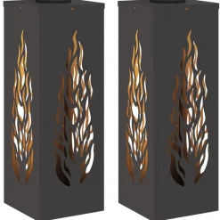 vidaXL Iluminación-Luz de camino LED solar 2 pcs Acero laminado en frío