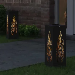 vidaXL Iluminación-Luz de camino LED solar 2 pcs Acero laminado en frío