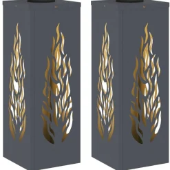 vidaXL Iluminación-Luz de camino LED solar 2 pcs Acero laminado en frío