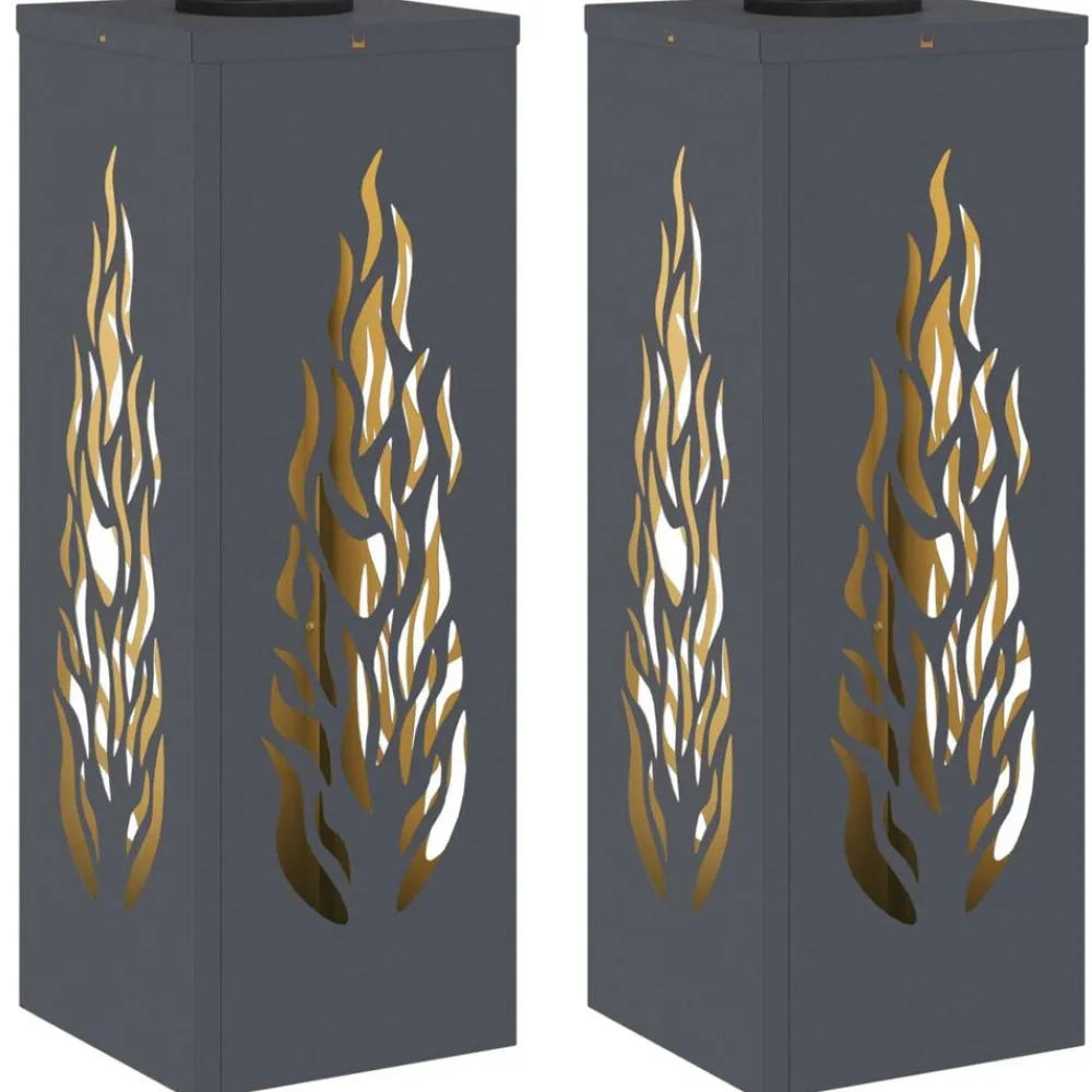 vidaXL Iluminación-Luz de camino LED solar 2 pcs Acero laminado en frío