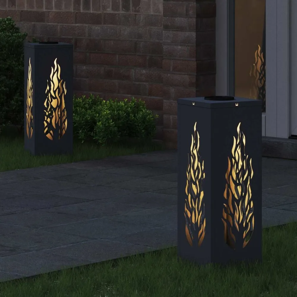 vidaXL Iluminación-Luz de camino LED solar 2 pcs Acero laminado en frío