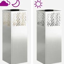 vidaXL Luz de camino LED solar 2 pcs Plateado Galvanizado Acero galvanizado New