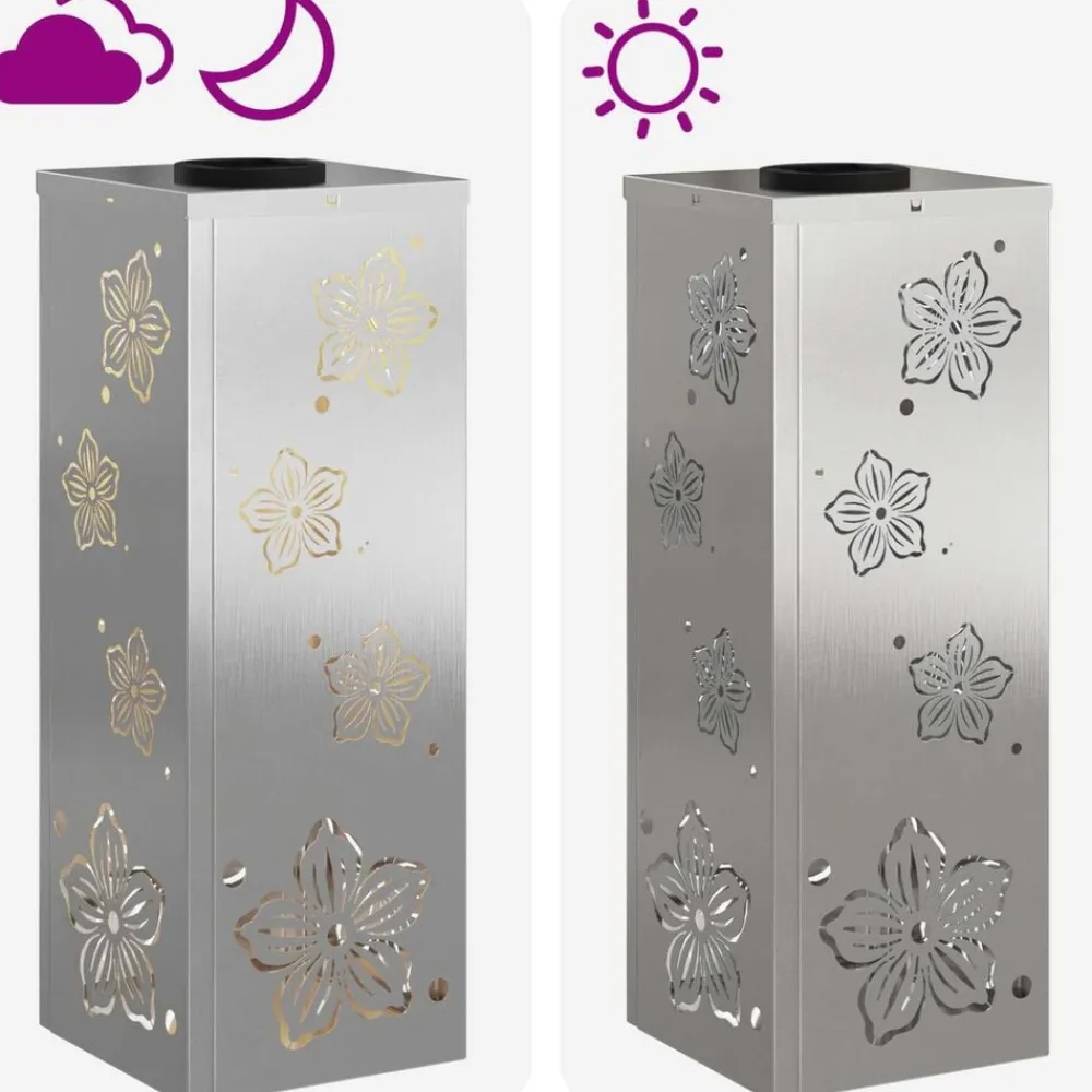 vidaXL Iluminación-Luz de camino LED solar 2 pcs Plateado