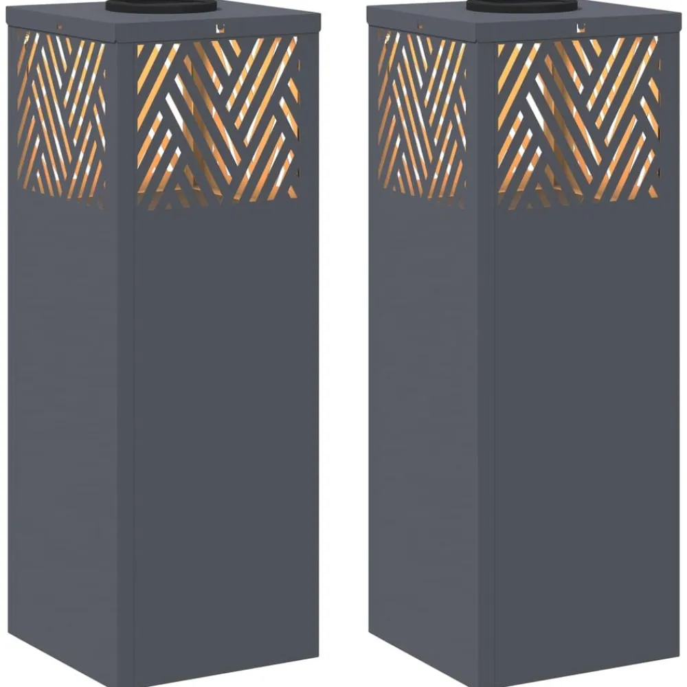 vidaXL Iluminación-Luz de camino LED solar 2 pcs Acero laminado en frío