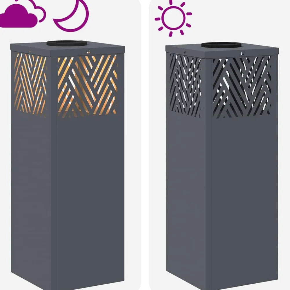 vidaXL Iluminación-Luz de camino LED solar 2 pcs Acero laminado en frío