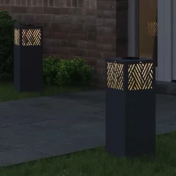 vidaXL Iluminación-Luz de camino LED solar 2 pcs Acero laminado en frío
