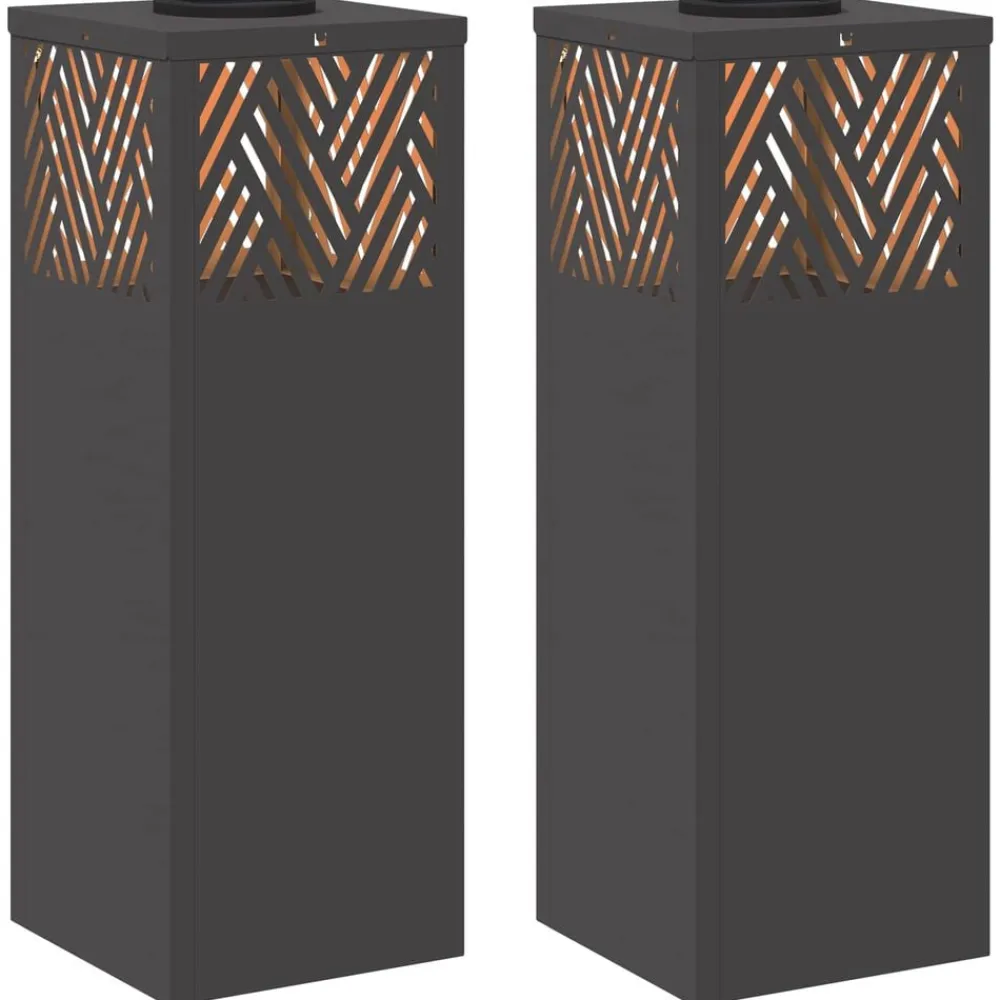 vidaXL Luz de camino LED solar 2 pcs Acero laminado en frío Negro Online