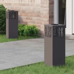 vidaXL Luz de camino LED solar 2 pcs Acero laminado en frío Negro Online