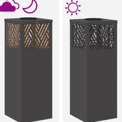 vidaXL Luz de camino LED solar 2 pcs Acero laminado en frío Negro Online