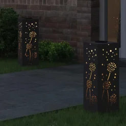 vidaXL Iluminación-Luz de camino LED solar 2 pcs Acero laminado en frío