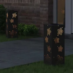 vidaXL Iluminación-Luz de camino LED solar 2 pcs Acero laminado en frío