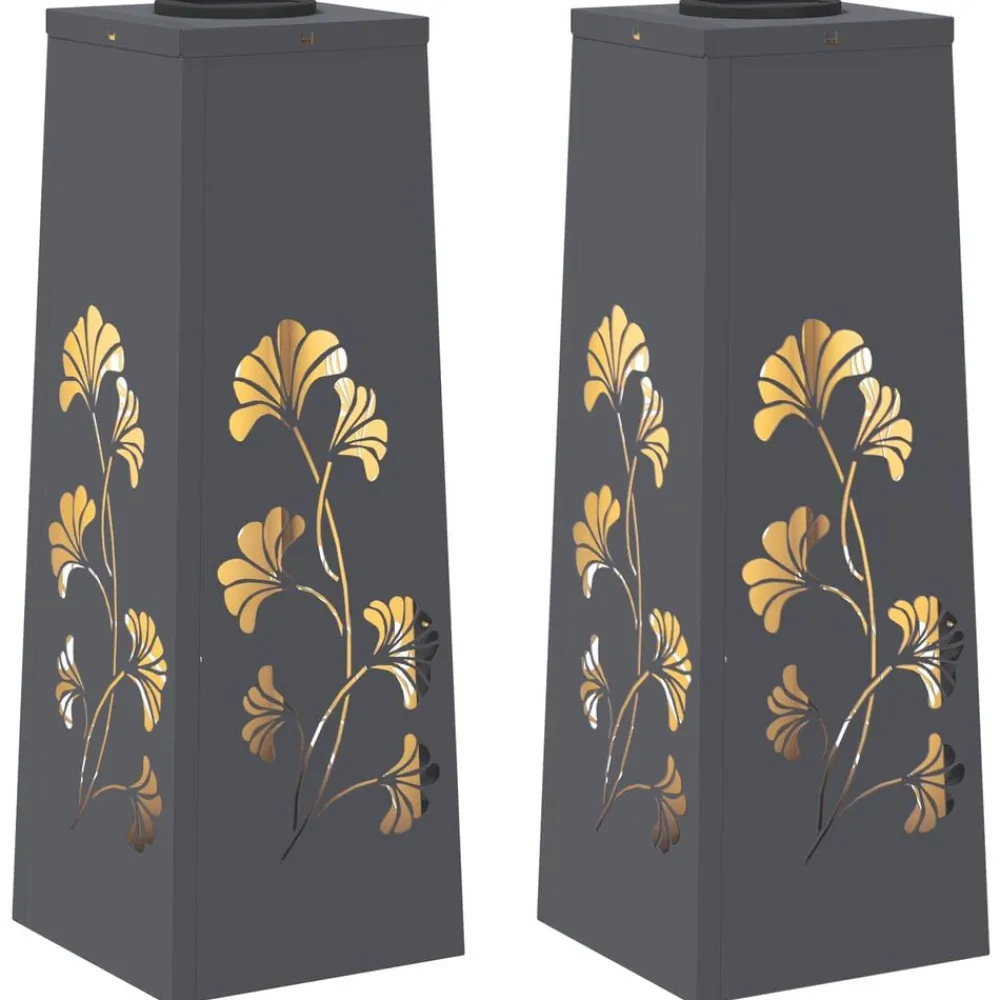 vidaXL Luz de camino LED solar 2 pcs Acero laminado en frío Antracita Clearance